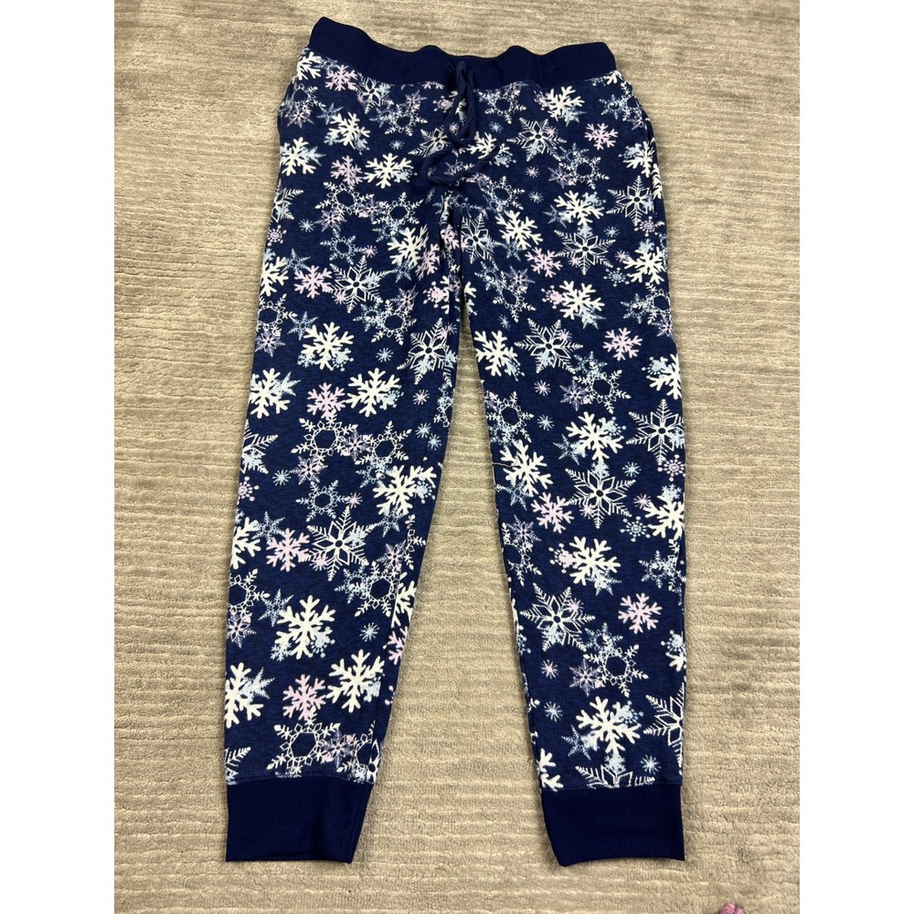 ND Intimates Pajama Joggers Womens Large Navy Blue Snowflake Print Sleep Pants L